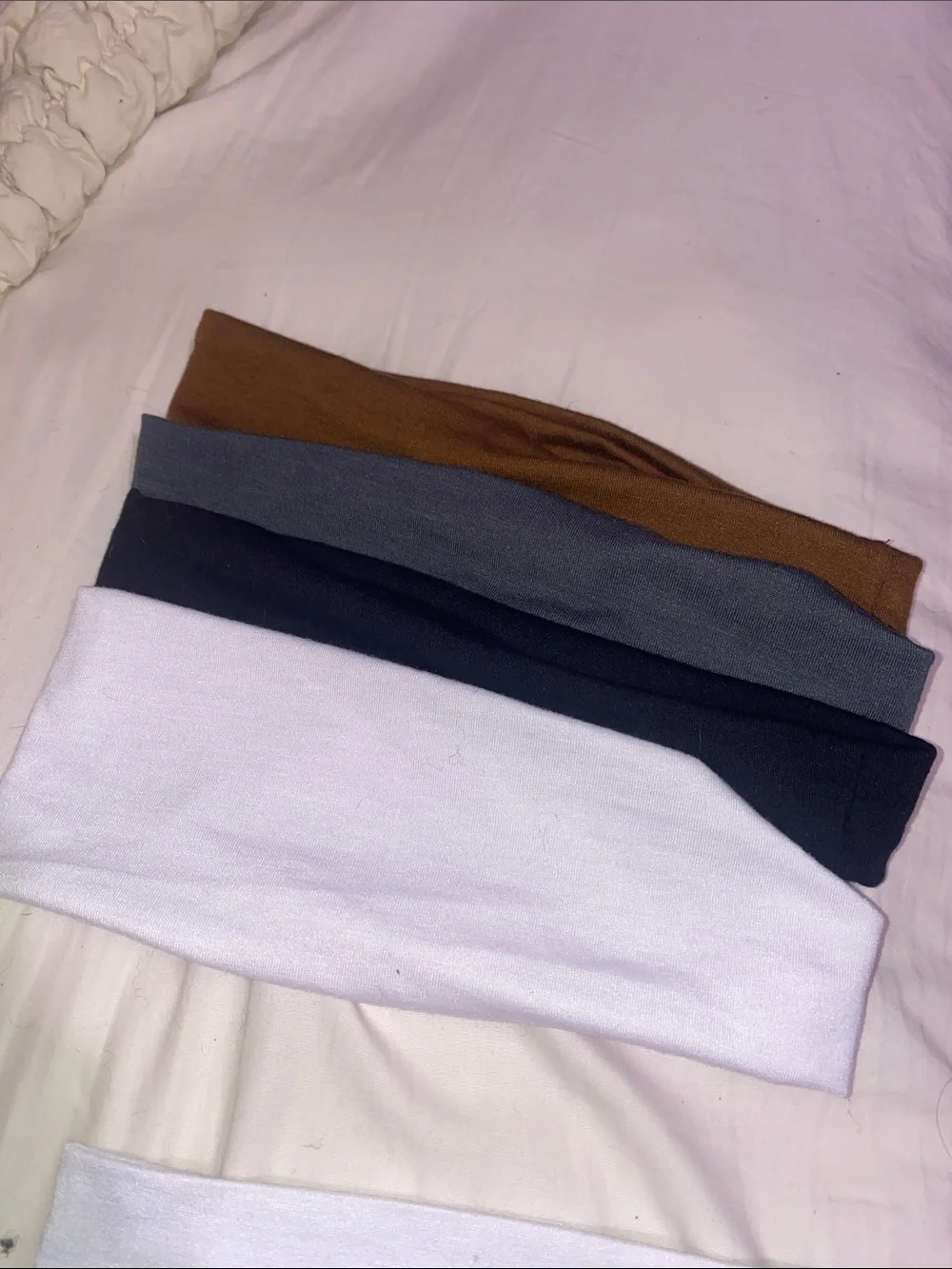 Wide Stretch Headband - Gray, 2 White, 2 Black, Brown, Tan (No Brand)